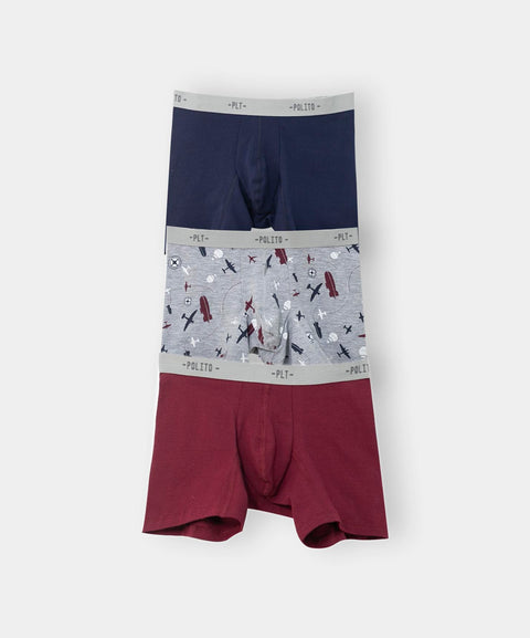 Paquete de bóxers x 3 para niño en algodón color gris jasped