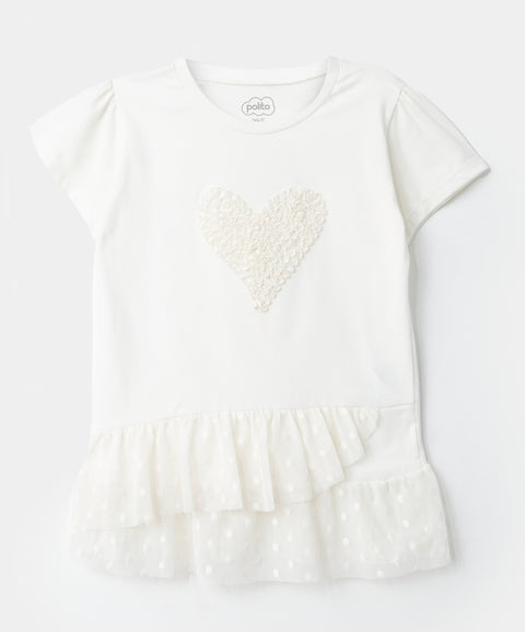 Blusa para bebé niña en licra color marfil