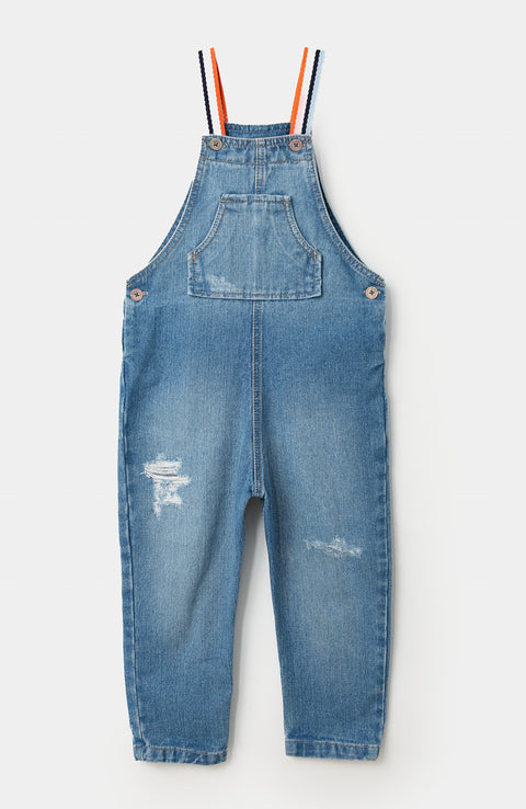 Overol para bebé niña en denim color índigo
