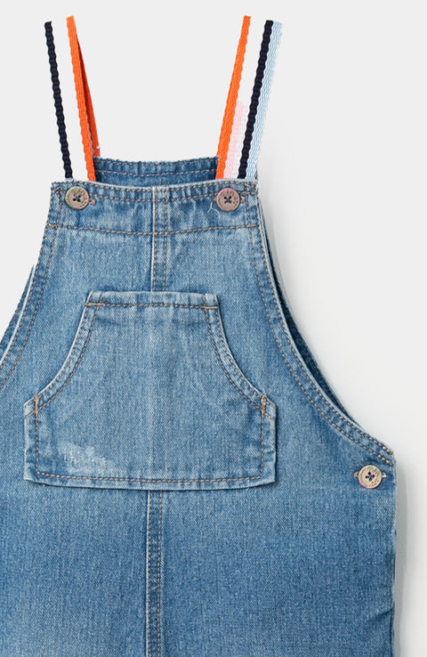 Overol para bebé niña en denim color índigo