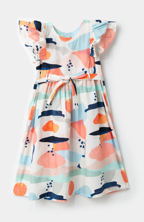 Vestido para bebé niña en popelina multicolor