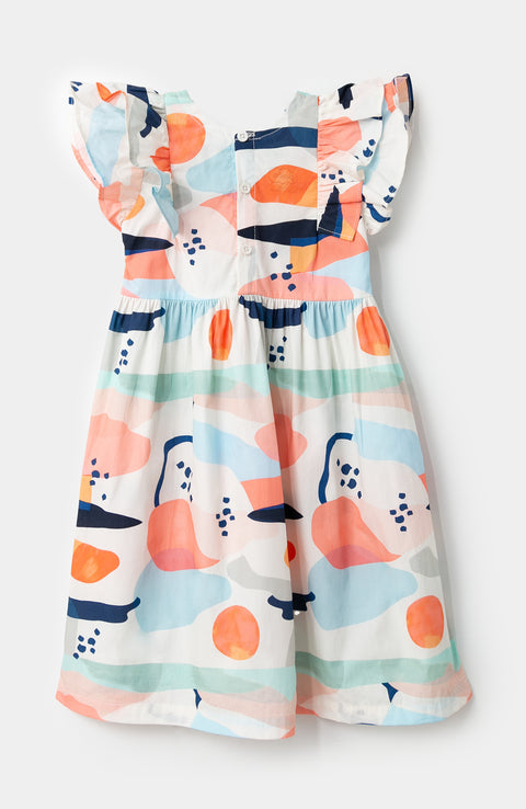 Vestido para bebé niña en popelina multicolor