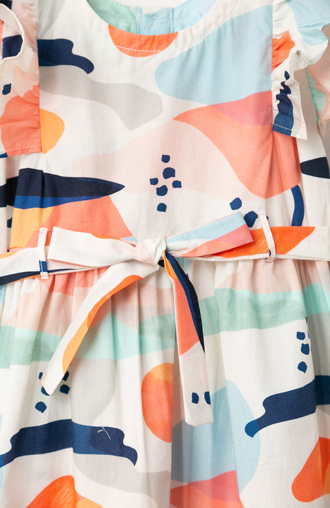 Vestido para bebé niña en popelina multicolor