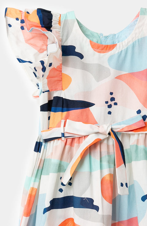 Vestido para bebé niña en popelina multicolor