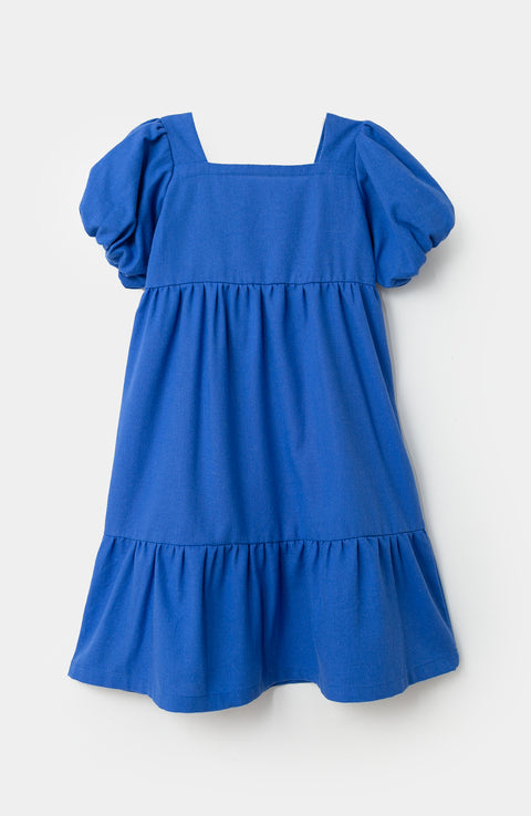 Vestido para bebé niña en lino color azul