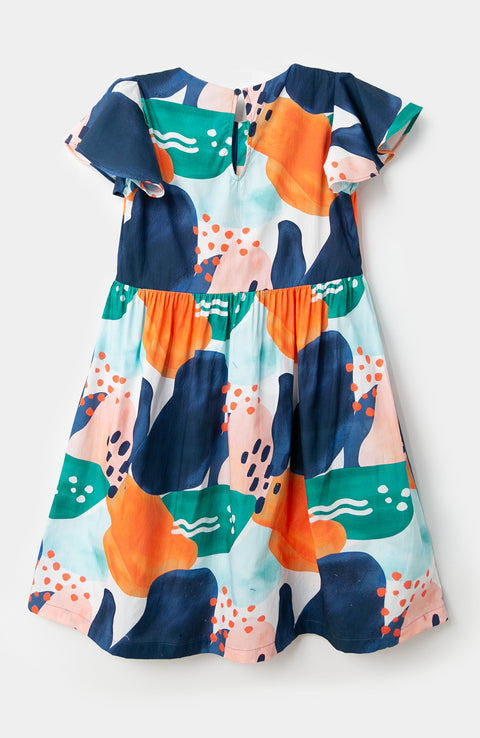 Vestido para niña en lino multicolor