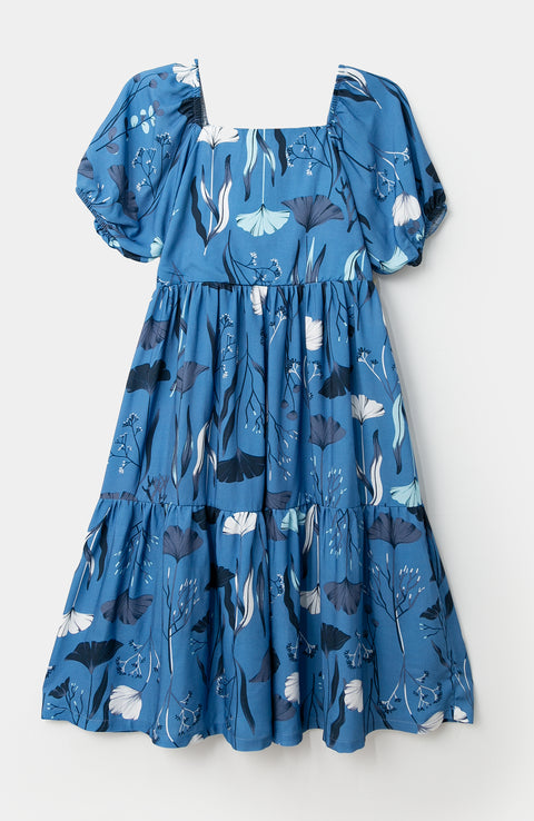 Vestido para niña en twill color azul