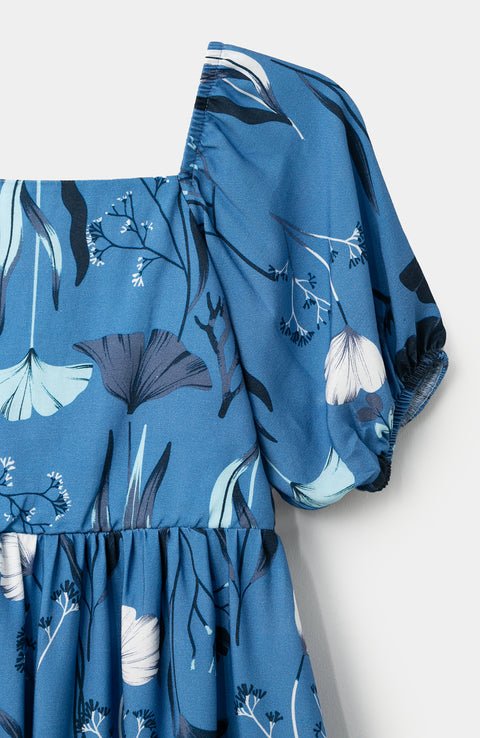 Vestido para niña en twill color azul