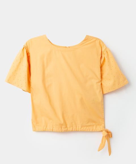 Blusa para niña en popelina color amarillo