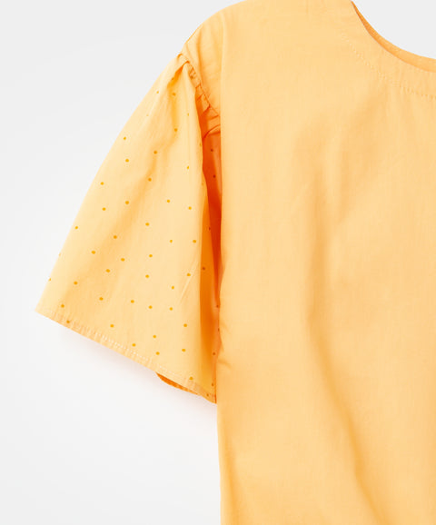Blusa para niña en popelina color amarillo