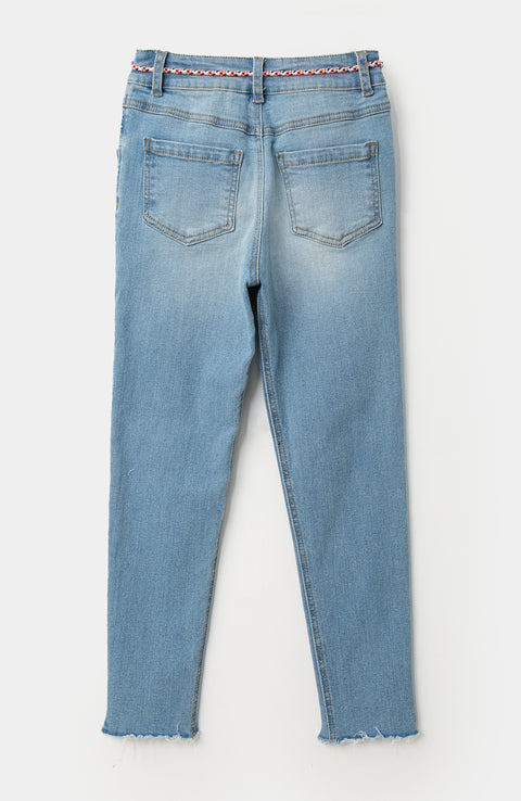 Jean Tipo Slim Para Niña En Denim Color Índigo