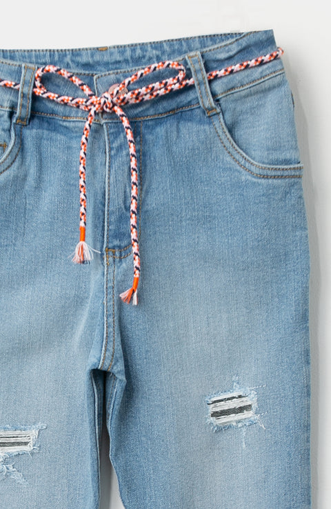 Jean Tipo Slim Para Niña En Denim Color Índigo