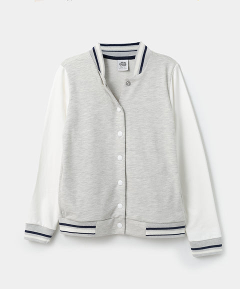 Chaqueta para niño en burda color beige jasped con marfil
