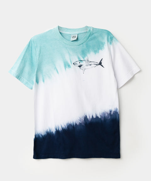 Camiseta para niño en tela suave color blanco con estilo tie-dye