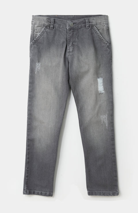Jean Para Niño Tipo Slim En Denim Color Gris