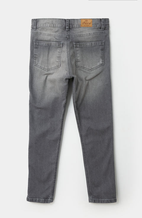 Jean Para Niño Tipo Slim En Denim Color Gris