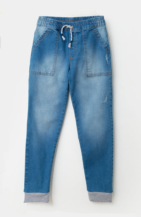 Jean Jogger Para Niño En Denim Color Índigo