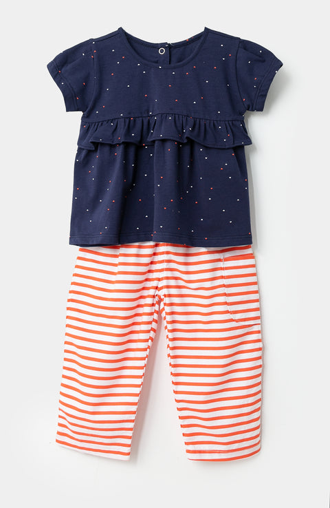 Conjunto De Blusa Y Leggings Para Recién Nacida En Tela Suave Color Naranja