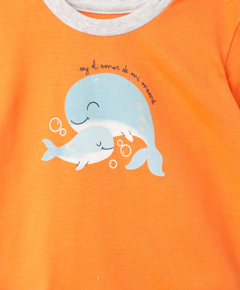 Camiseta para recién nacido en tela suave color naranja