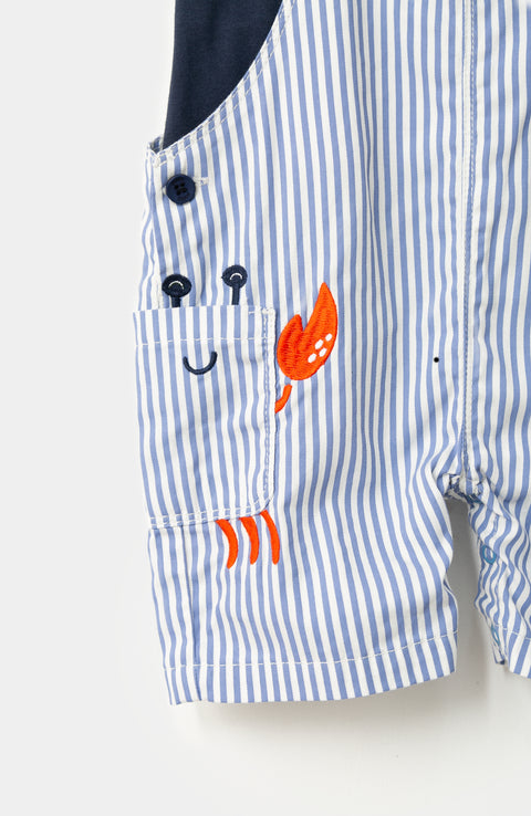Conjunto de camiseta y overol para recién nacido en twill color azul