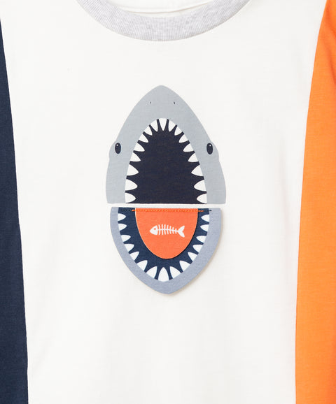 Camiseta para bebé niño en tela suave color marfil