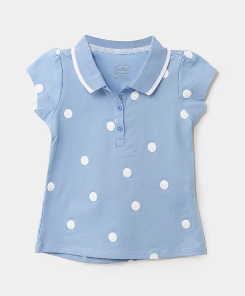 Camiseta Tipo Polo Estampada Para Bebé Niña En Algodón Color Lila