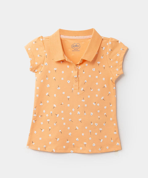 Camiseta Tipo Polo Estampada Para Bebé Niña En Algodón Color Amarillo