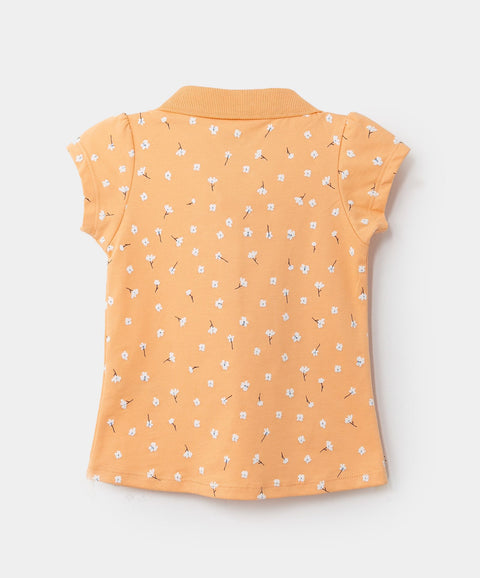 Camiseta Tipo Polo Estampada Para Bebé Niña En Algodón Color Amarillo