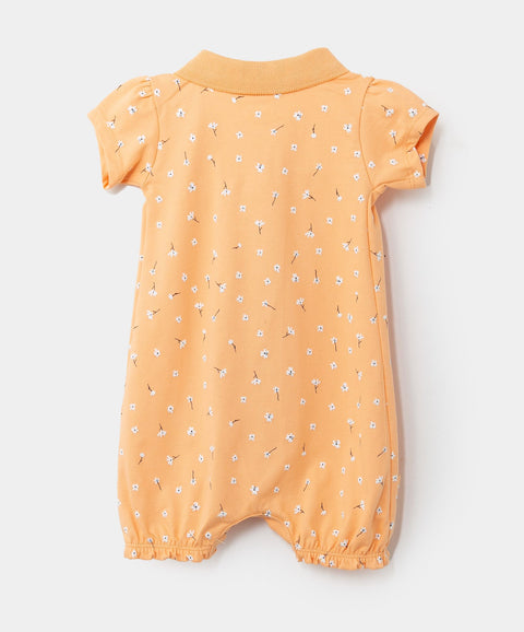 Mameluco Tipo Polo En Algodón Para Recién Nacida Color Amarillo