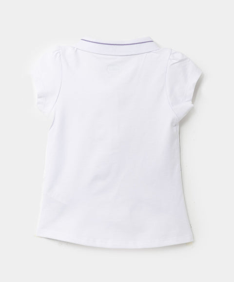 Camiseta Tipo Polo Para Bebé Niña En Algodón Color Blanco