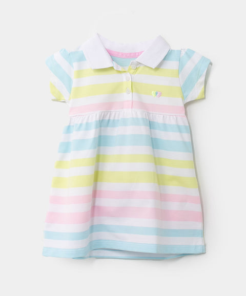 Vestido Tipo Polo Para Recién Nacida En Algodón De Rayas