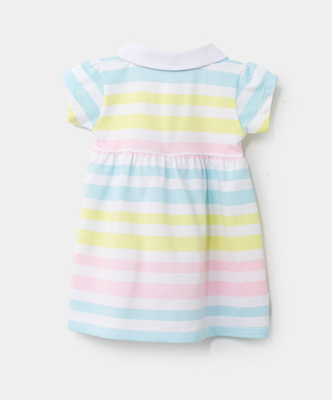 Vestido Tipo Polo Para Recién Nacida En Algodón De Rayas
