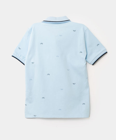 Camiseta Tipo Polo Estampada Para Niño En Algodón Color Azul