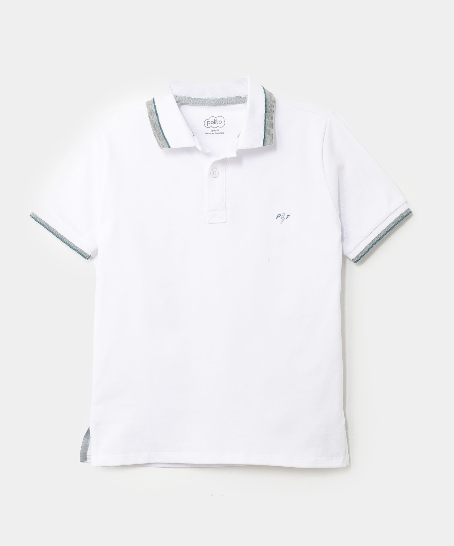 Camiseta Tipo Polo Para Nino En Algodon Color Blanco POLITO