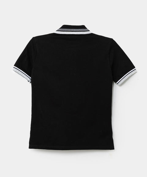 Camiseta Tipo Polo Para Niño En Algodón Color Negro