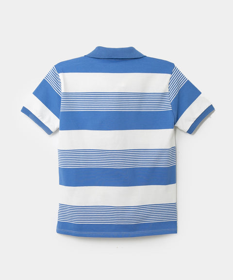 Camiseta Tipo Polo Para Niño En Algodón Color Azul Y Blanco
