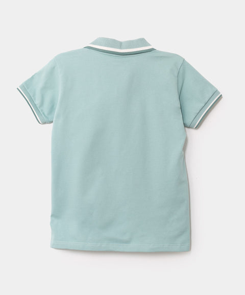 Camiseta Tipo Polo Para Niño En Algodón Color Verde Claro