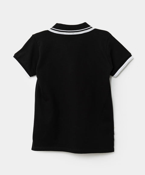 Camiseta Tipo Polo Para Bebé Niño En Algodón Color Negro