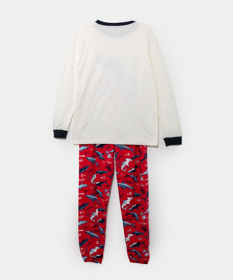 Pijama Manga Larga Para Niño En Tela Suave Color Rojo