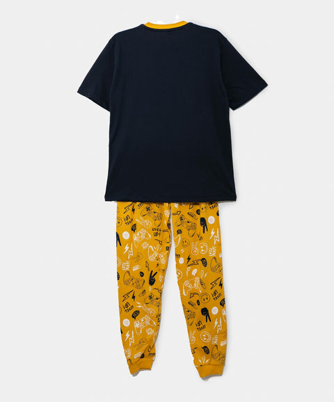 Pijama Manga Corta Para Niño En Tela Suave Color Amarillo