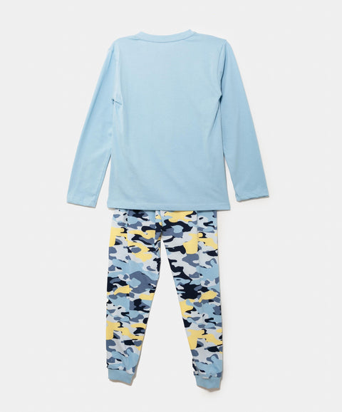 Pijama Manga Larga Para Niño En Tela Suave Color Azul
