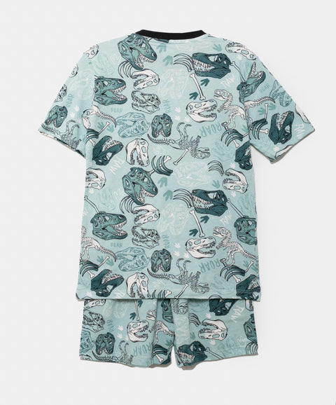 Pijama Manga Corta Para Niño En Tela Suave Color Verde