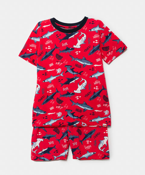 Pijama Manga Corta Para Bebé Niño En Tela Suave Color Rojo