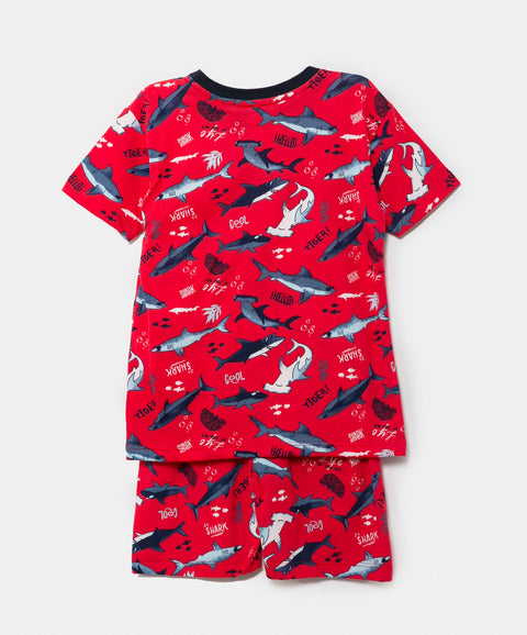 Pijama Manga Corta Para Bebé Niño En Tela Suave Color Rojo
