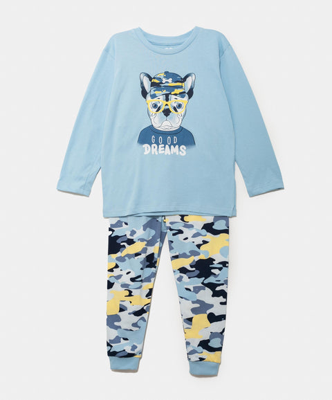 Pijama Manga Larga Para Bebé Niño En Tela Suave Color Azul