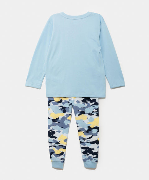 Pijama Manga Larga Para Bebé Niño En Tela Suave Color Azul