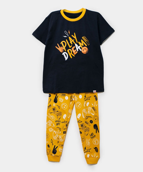 Pijama Manga Corta Para Bebé Niño En Tela Suave Color Amarillo