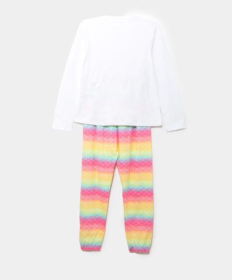 Pijama Manga Larga Para Niña En Licra Color Marfil