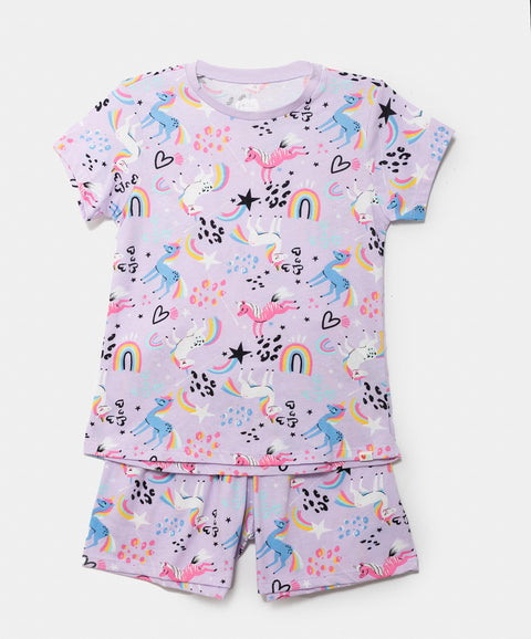 Pijama Manga Corta  Para Niña En Licra Color Lila