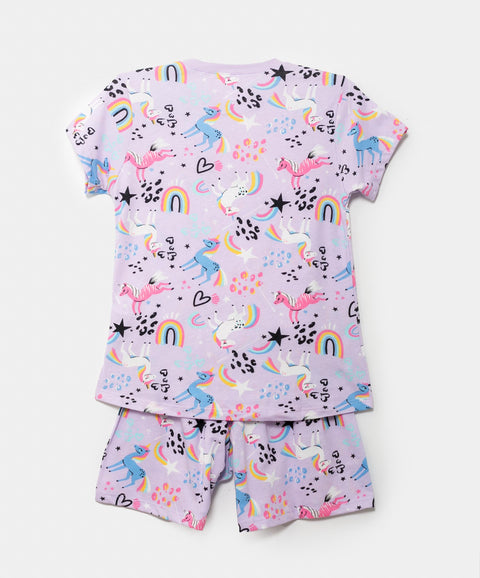 Pijama Manga Corta  Para Niña En Licra Color Lila